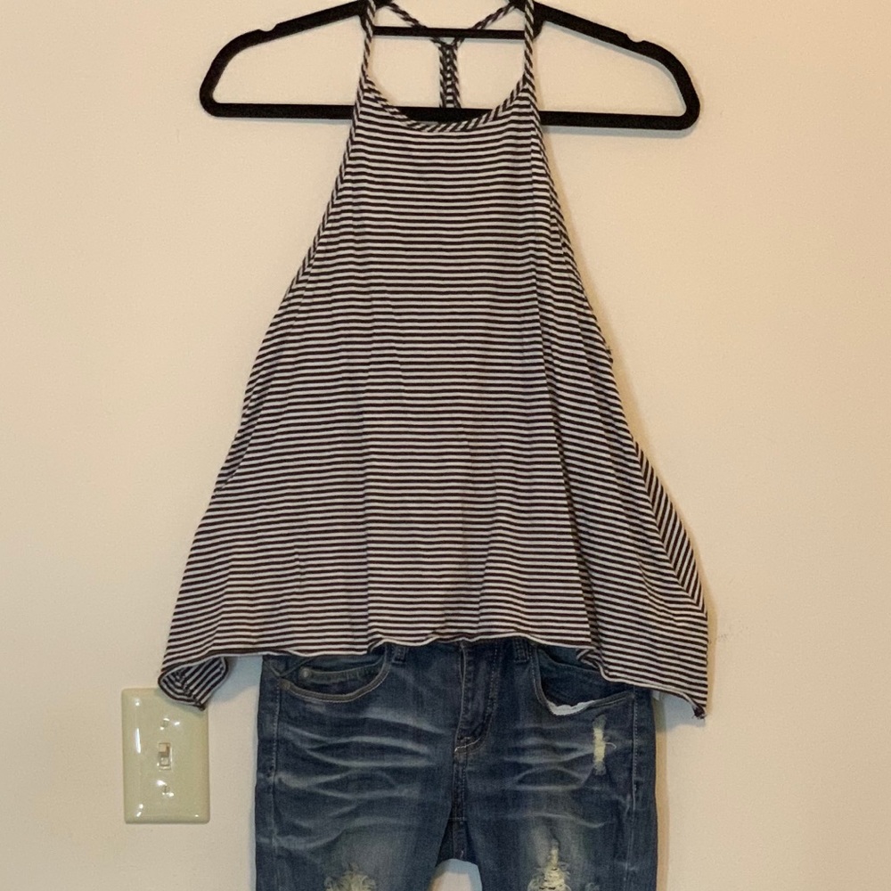 High neck, low back, tank top!